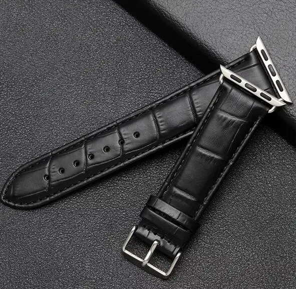 crocodile-black Кожаный ремешок для часов Apple Watch 42 мм 38 мм 40 мм 44 мм для iWatch ремешок Спортивная Пряжка 1 2 3 4 серия 5 - Цвет ремешка: crocodile-black