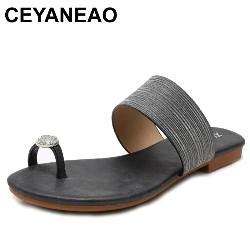 

CEYANEAO Non Slip Flat Heel Flip Flops Women Shoes Summer 2021Rhinestone Casual Comfortable Beach Slippers Ladies Slipper Shoes