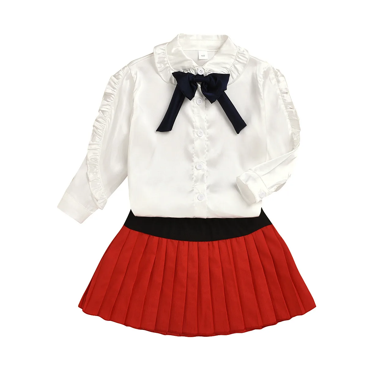 Элегантный комплект для маленьких девочек рубашка с длинными рукавами и бантом в