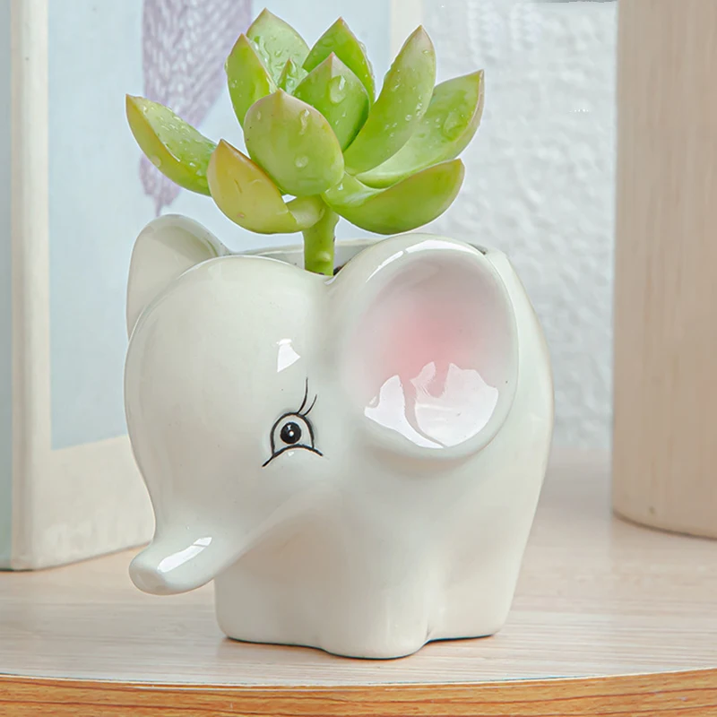 

Hot Ceramic Cartoon Flower Pot Easy Pet Cute Succulent Flower Pot Creative Gardening Home Succulent Vase Plant FQ-ing
