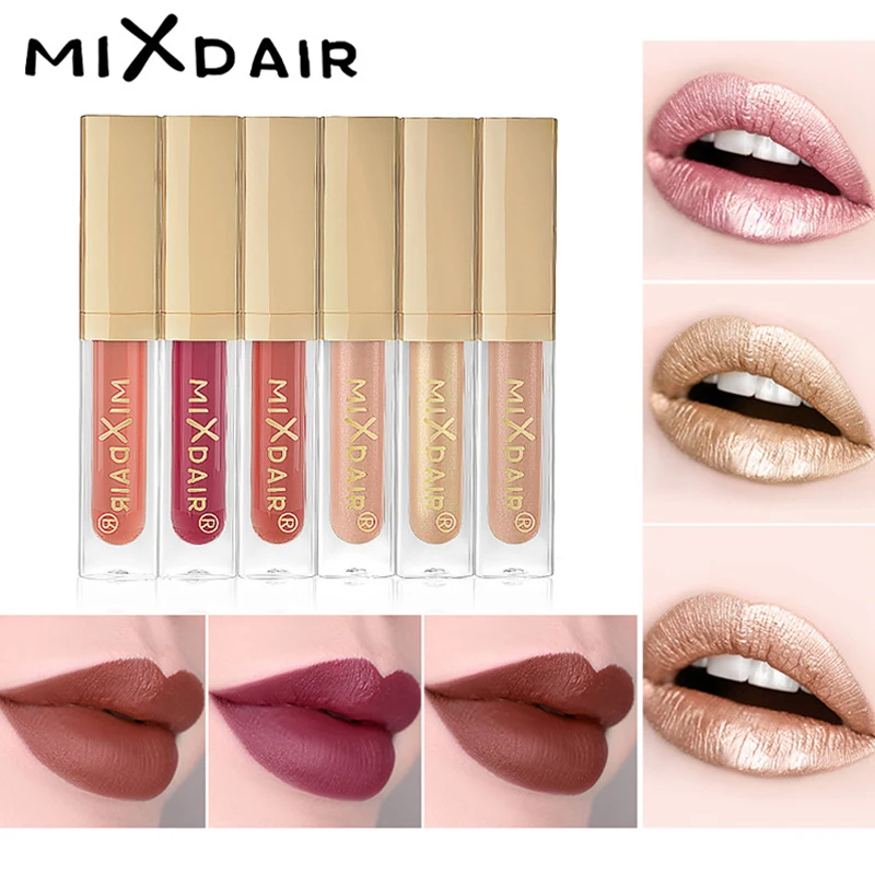 

6Pcs/Set Waterproof Liquid Lipstick Matte Glitter Lipgloss Diamond Pigment Makeup Tools ZGOOD