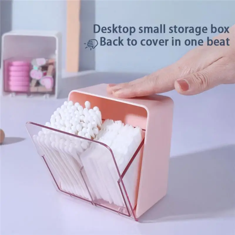 

Creative Double-grid Cotton Swab Storage Box Dormitory Lipstick Finishing Storage Box Plastic Transparent Desktop Storage Box