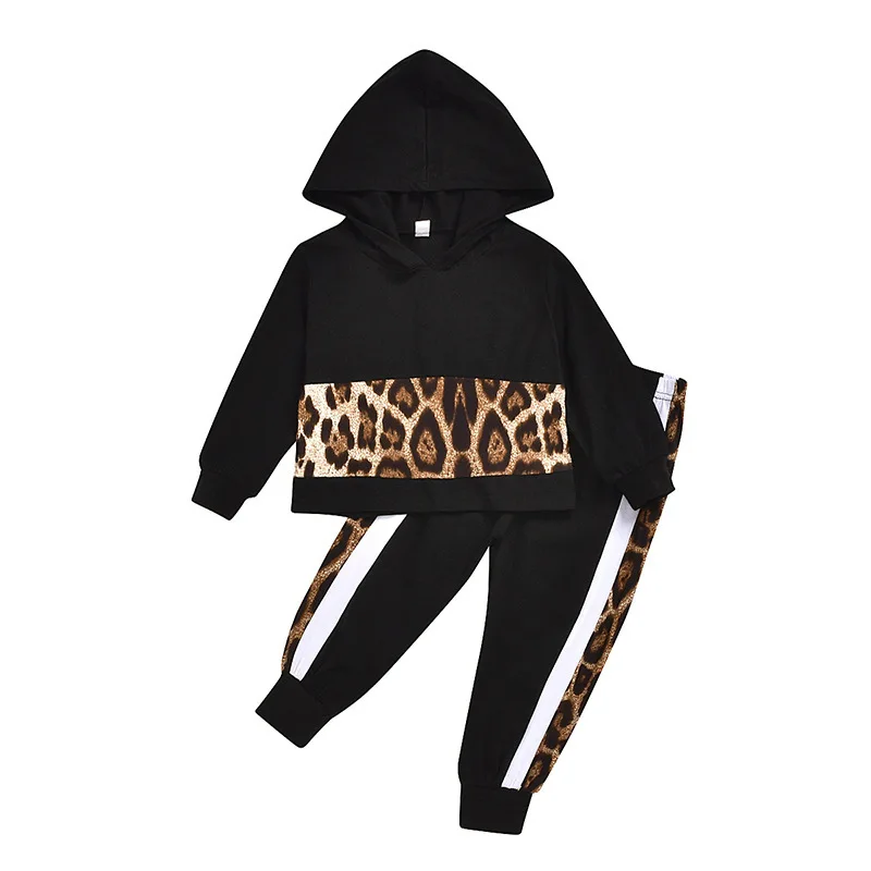 2 предмета детские толстовки с капюшоном и леопардовым принтом для девочек