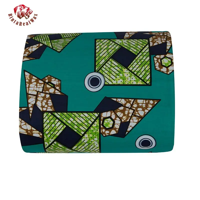 Бесплатная доставка африканская Вощеная хлопчатобумажная ткань 2019 зеленая