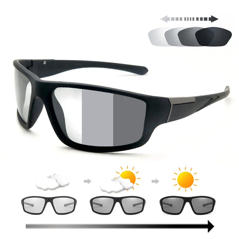 Men Photochromic Sunglasses Matte Black Sports Goggles Women Color Changing Polarized Bicycle Riding 2020 Sun Glasses