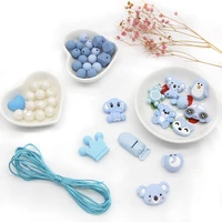cute idea 1set blue series baby silicone beads pacifier chain boys girl baby teething teether toy accessory baby nuring product