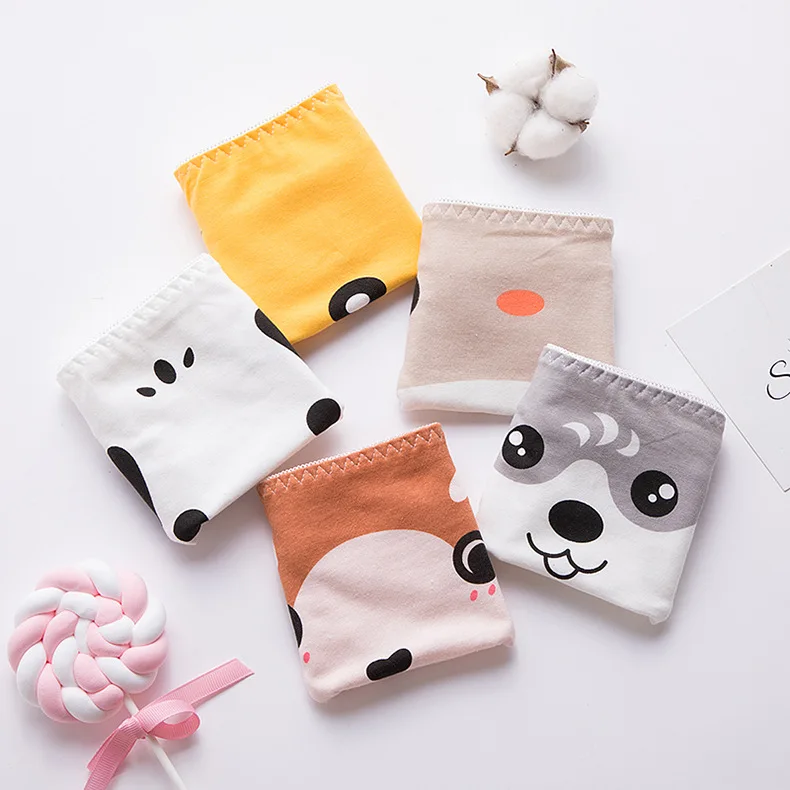 Трусики для подростков 4 шт. Мультяшные трусы молодых девушек удобные хлопковые