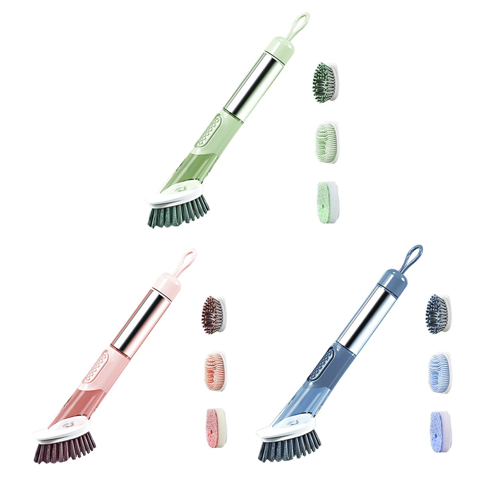 

Kitchen Cleaning Brush 2 In 1 Long Handle Cleaing Brush with Removable Brush Sponge Dispenser Dishwashing Brush Kitchen Tools