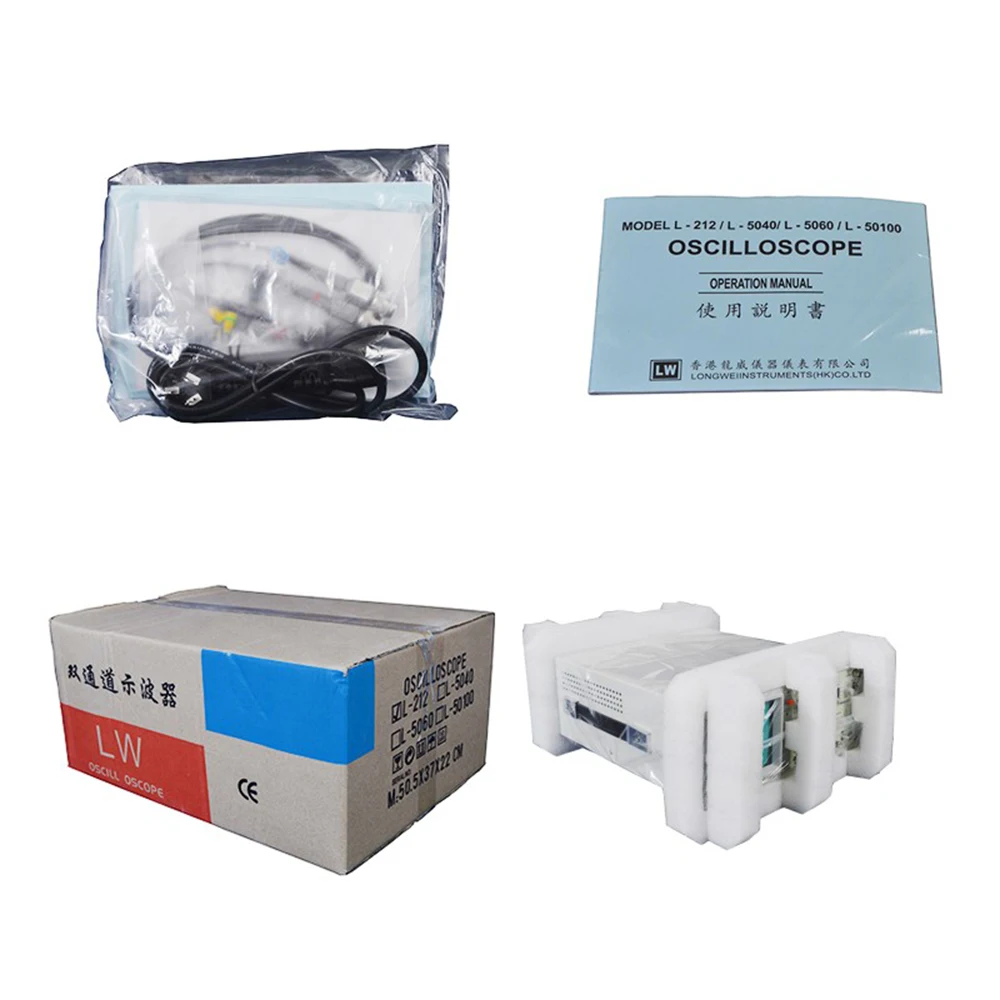 

LW-2102CEL 100MHZ Bandwith 2 Channel Digital Storage Oscilloscope USB Portable Oscilloscope 1GS/s 7 Inch Color Display