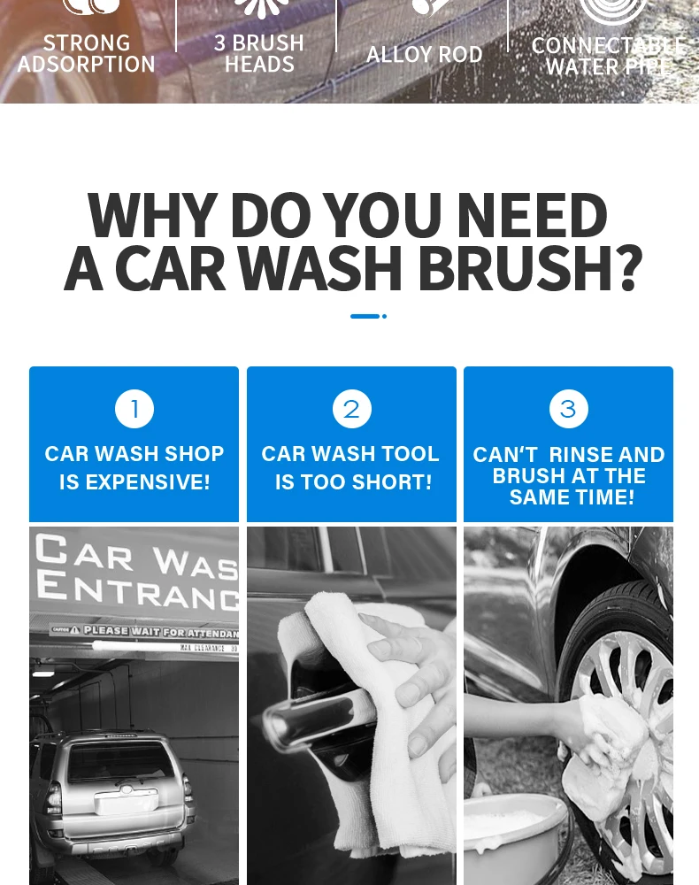 Car Wash Brush Cleaning Mop Chenille Broom Water Flow Windows Squeegee Telescoping Handle Foam Bottle Car Accessories Xammep