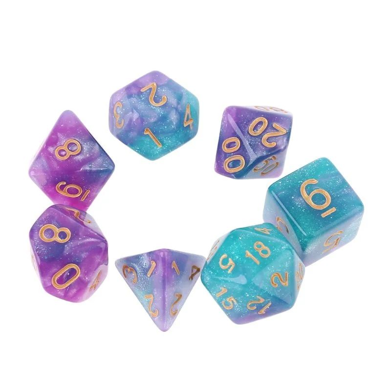 

7 шт./компл., Dichromatic D4 D6 D8 D10 D12 D20, многогранные циферблаты, настольные игры