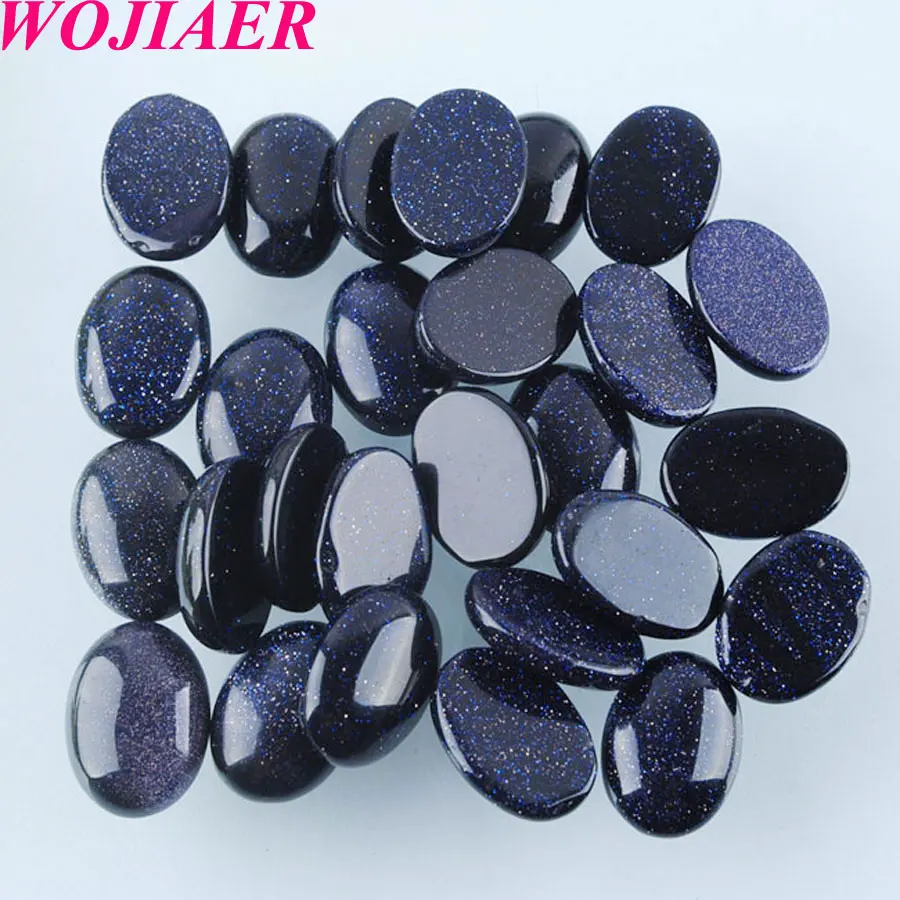 

WOJIAER Natural Blue Sand Cabochon Beads Oval CAB 13x18mm Semi-precious Stones Fit Handmade Jewelry Women Men 50PCS PU8017
