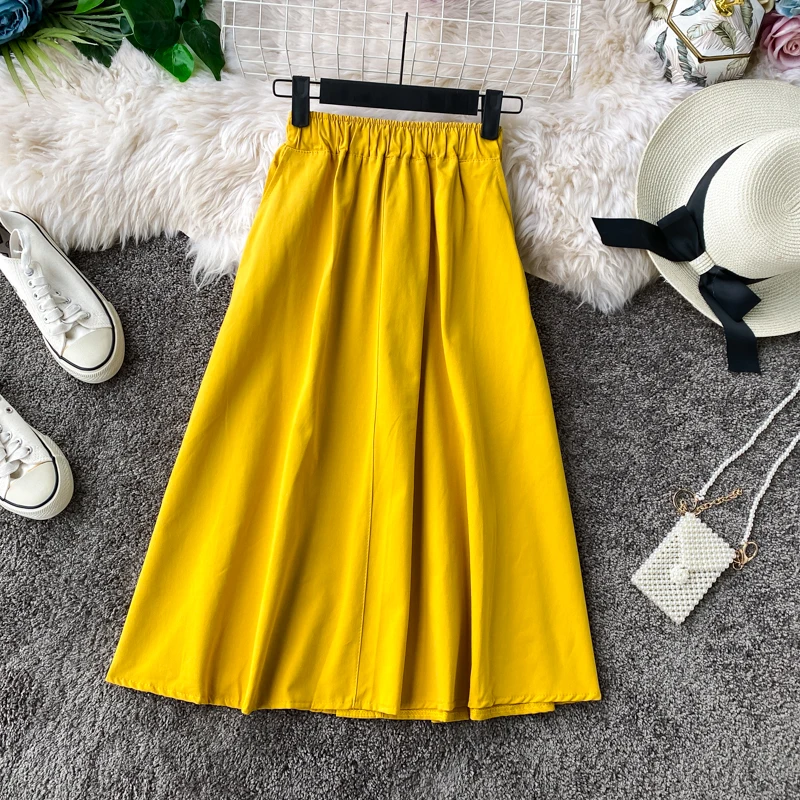 Модная Корейская юбка для женщин 2020 женская зеленая пачка с эластичной резинкой