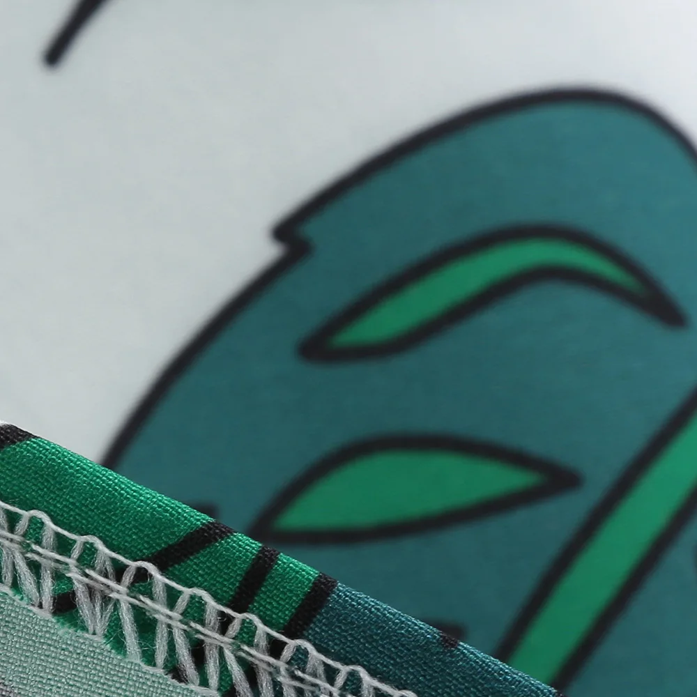 Летнее винтажное платье без рукавов с принтом тропических листьев зеленое в