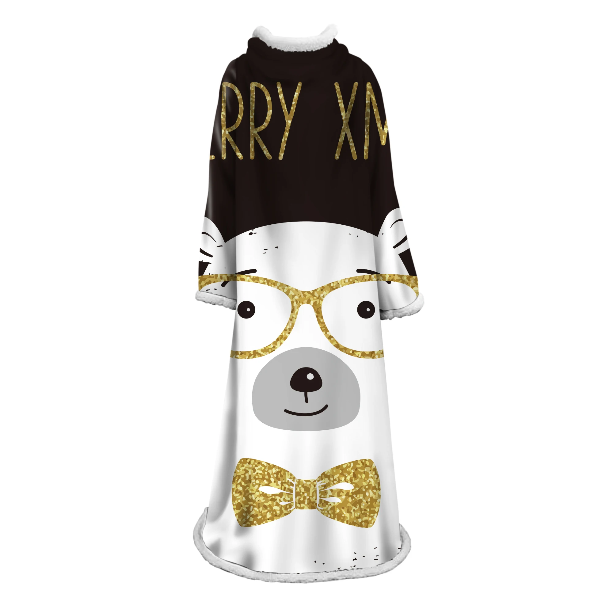 Новое теплое одеяло с рождественским принтом рукавом для взрослых и детей