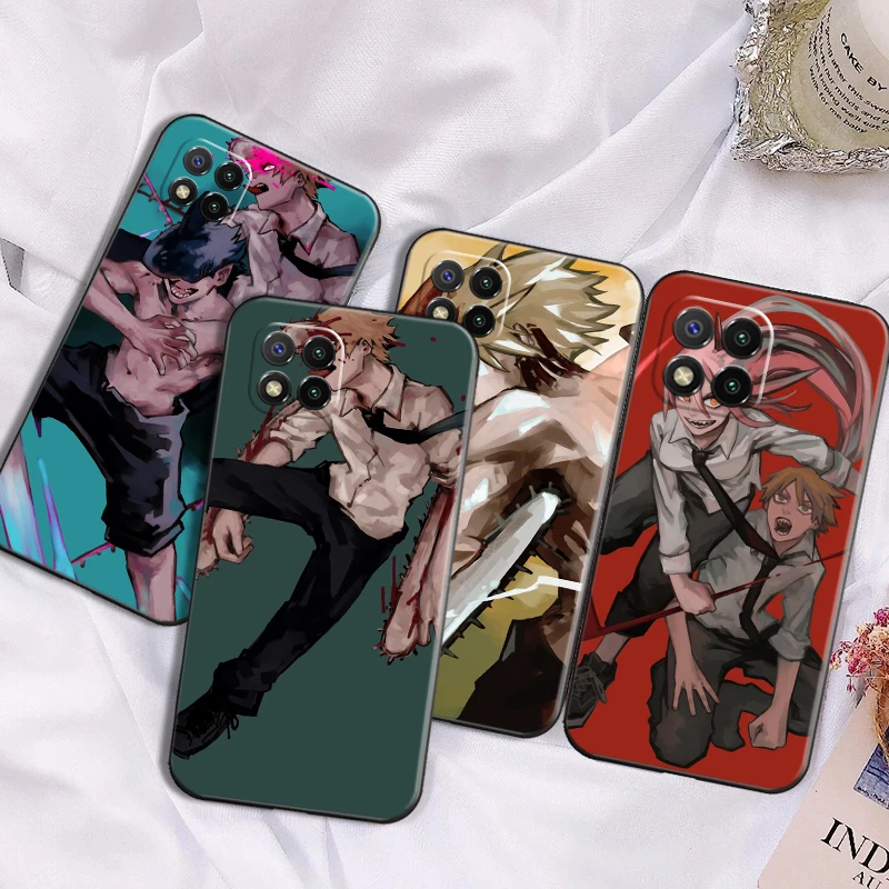 

Phone Case For Xiaomi Redmi 7 7A 8 8A 9 9i 9AT 9T 9A 9C Note 8 8T 8 Pro 8 2021 Cartoon Anime Chainsaw Man TPU Black Cover