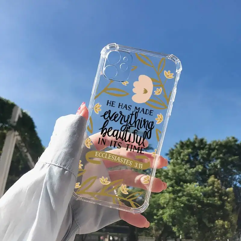 

Jesus Bible Quotes Phone Case Transparent for Clear iPhone 11 12 8 7 6 6S XS MAX Plus X 5S SE 2020 XR mini pro
