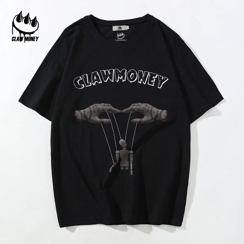 

Summer new artistic men's pure cotton short-sleeved large size t black loose T-shirt