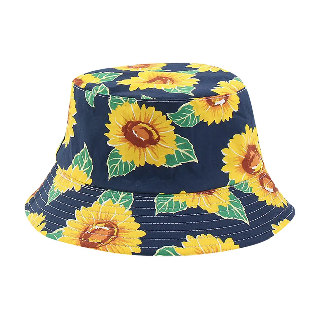 Fisherman Hat Summer Chapéu De Pescador Unisex Sunflower Print Two-sided Foldable Bucket Sombrero Para Hombre#30 | Аксессуары для