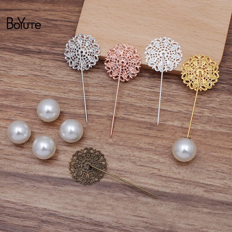 Булавка BoYuTe на заказ (200 шт./лот) 25 мм Металлическая в виде пера павлина с жемчужной