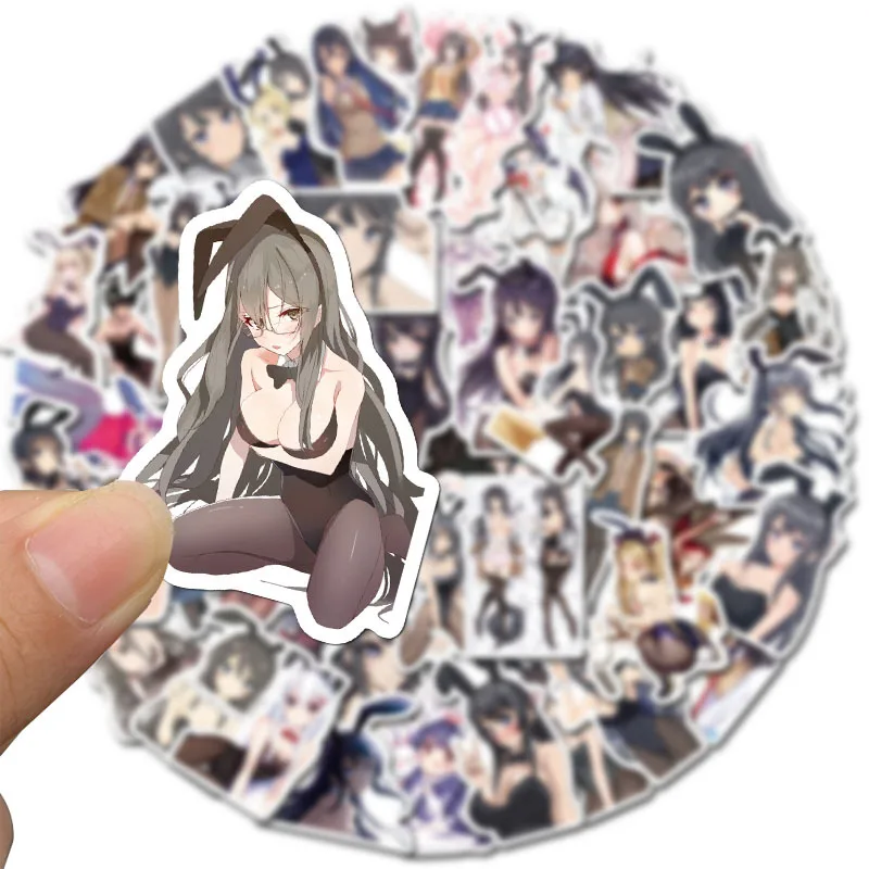 Pegatinas de Anime para chica conejito Sakurajima Mai, 50 Uds., mochila impermeable, port&aacute;til, Moto, monopat&iacute;n, equipaje, juguete de regalo-3