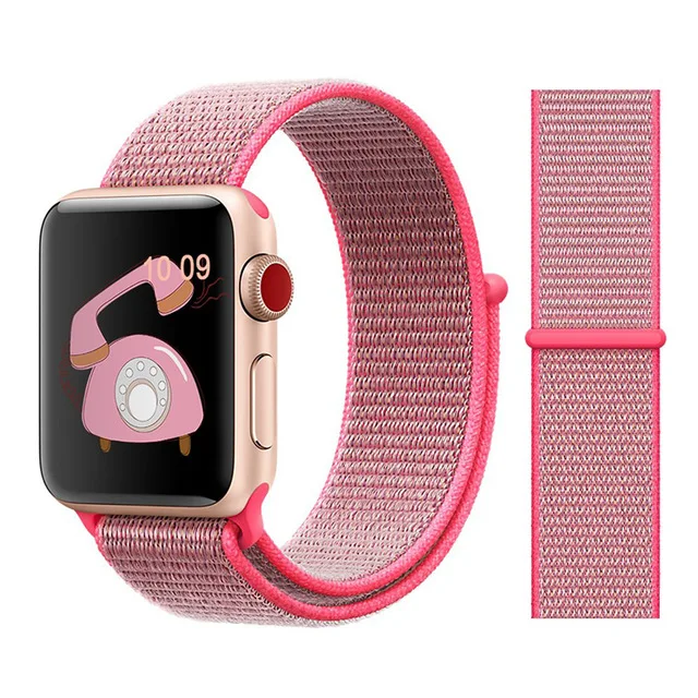 Für Apple часы Uhr группа серии 3/2/1 38 мм 42 мм нейлон Weiche Atmungsaktive нейлон für наручных часов iWatch, ersatz Спорт Шлайфе series4 40 мм 44 м - Цвет ремешка: Color13 Hot pink