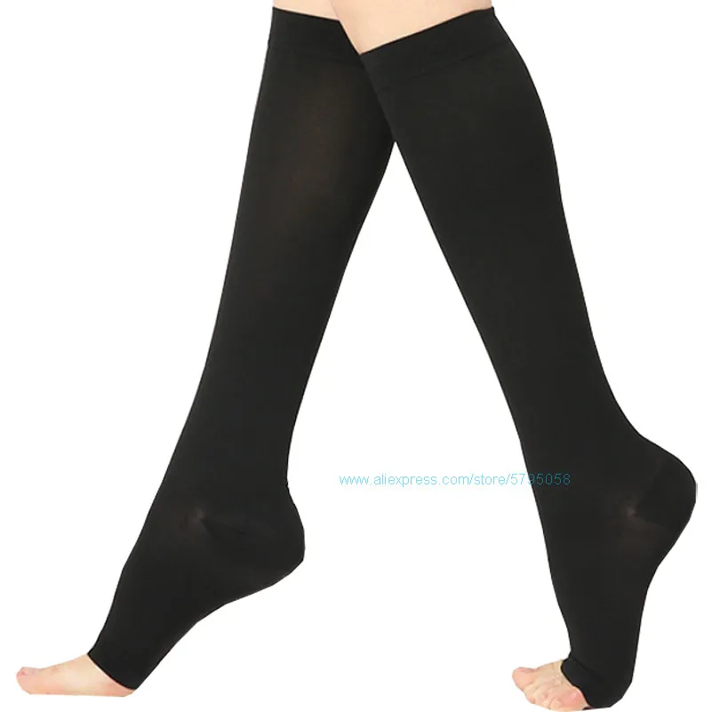 

2Pairs/Lot Compression Socks for Women & Men 20~30mmHg Varicose Veins Open Toe Sock