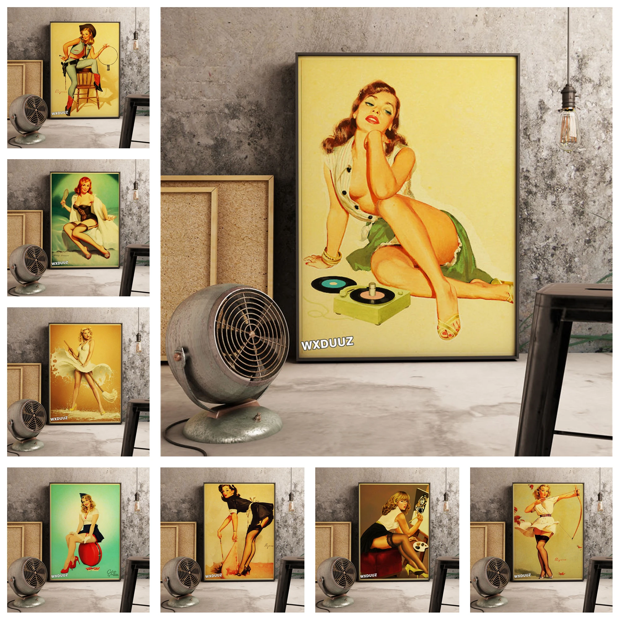 

Retro girl Sexy poster classic family art mural Painting quality Home Decor Art Decor living posters canvas painting M487