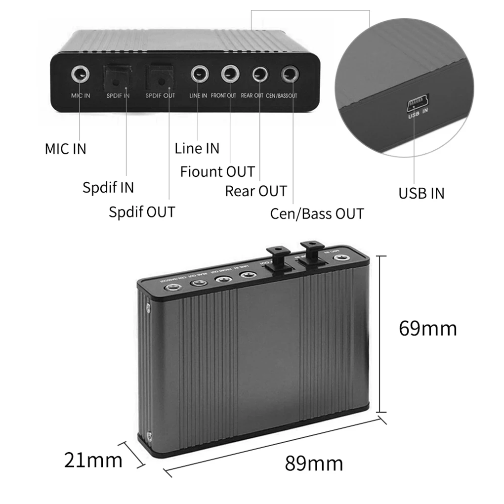 Профессиональная звуковая карта USB 2 0 6 Каналов 5 1 оптическая внешняя аудио