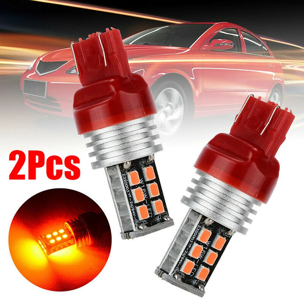

2 Pcs T20 7443 15 LED RED Replacement Bulbs Bright Amber Car Auto Brake Lamp Turn Signal Tail Light Accessories Useful