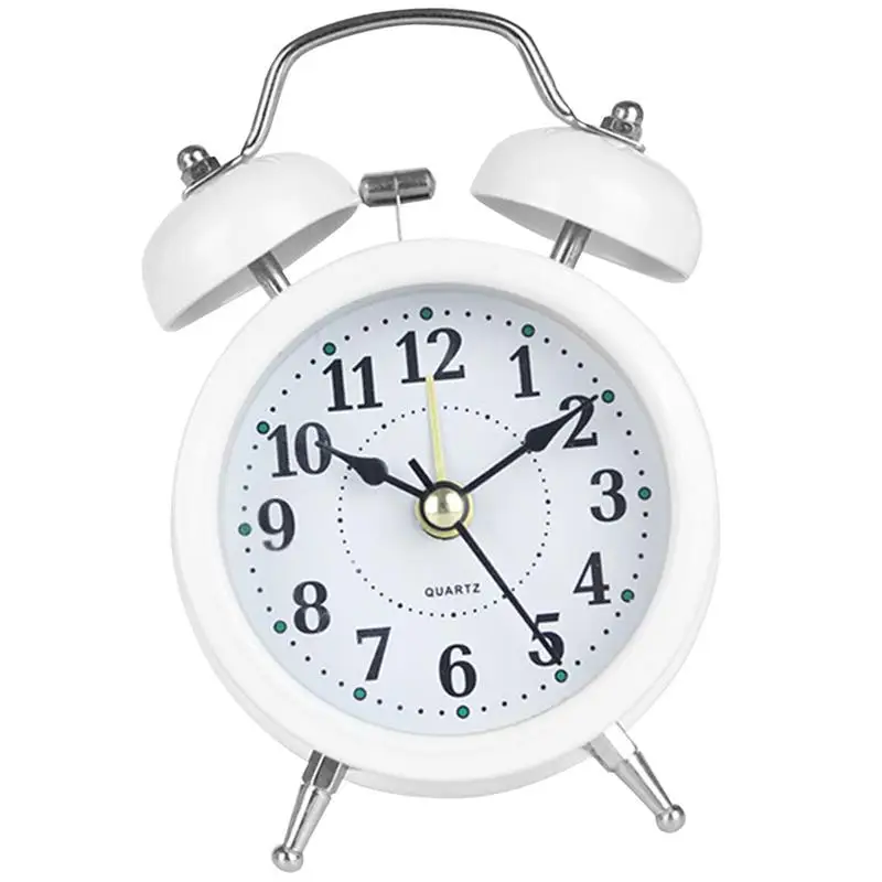 Будильник в стиле ретро с двумя колокольчиками настольный аналоговый тихий