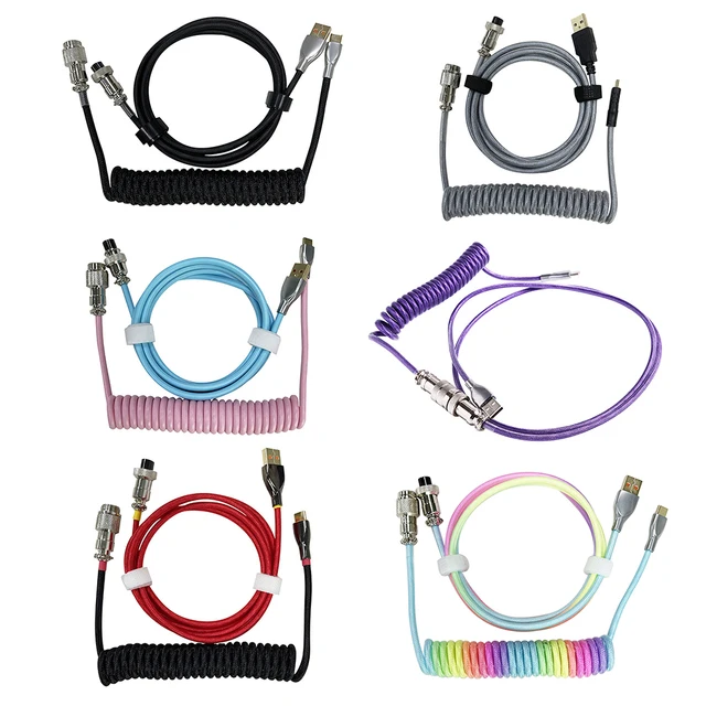 Type-C USB Mechanical Keyboard Aviator Cable Coiled Aviation Connector Spring Wire Desktop Computer Charging Cord Kit Accessory 1