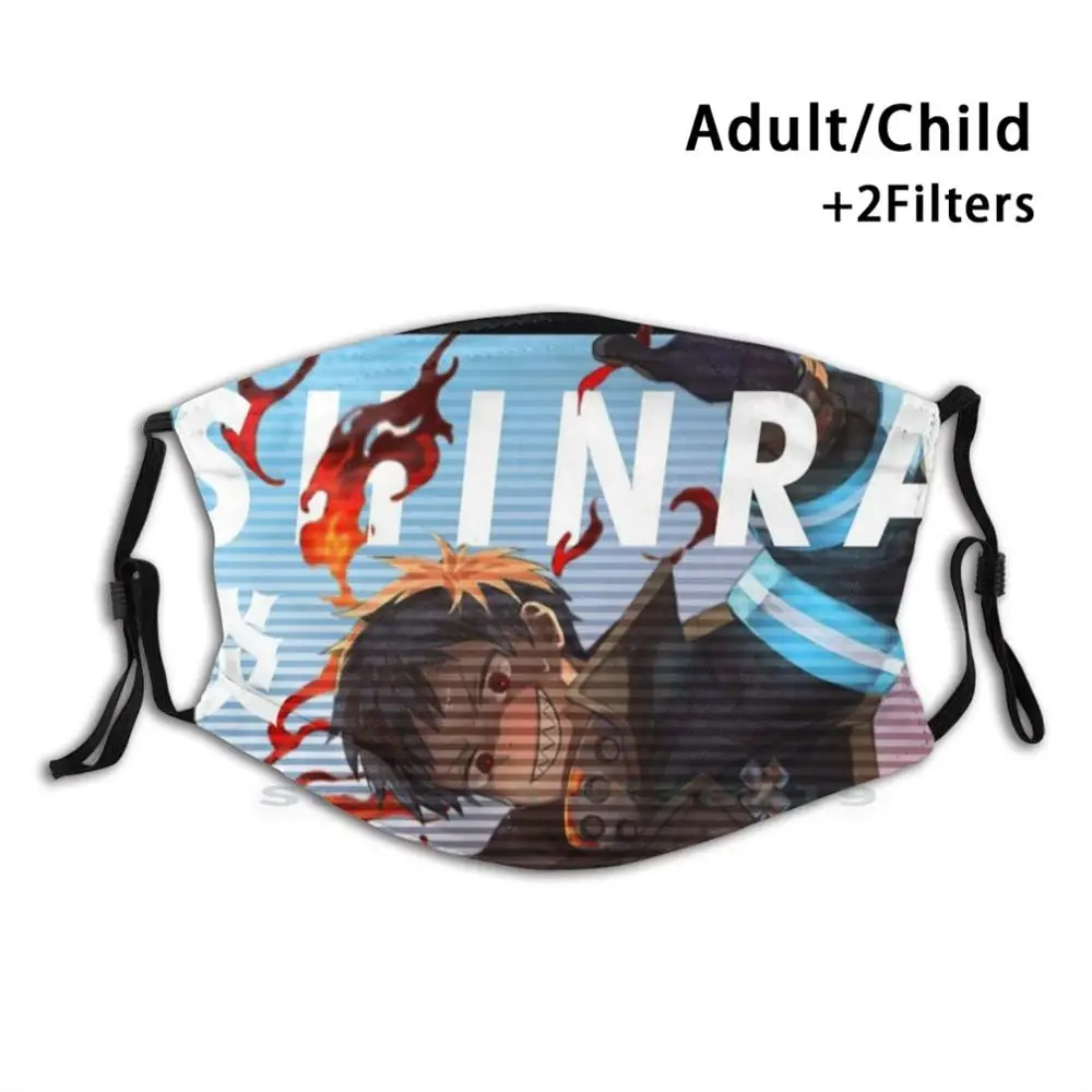 

Многоразовая маска Fire Force - Shinra Kusakabe с фильтром Pm2.5, детская маска для лица Fire Force, аниме Fire, манга, Force, Enen No