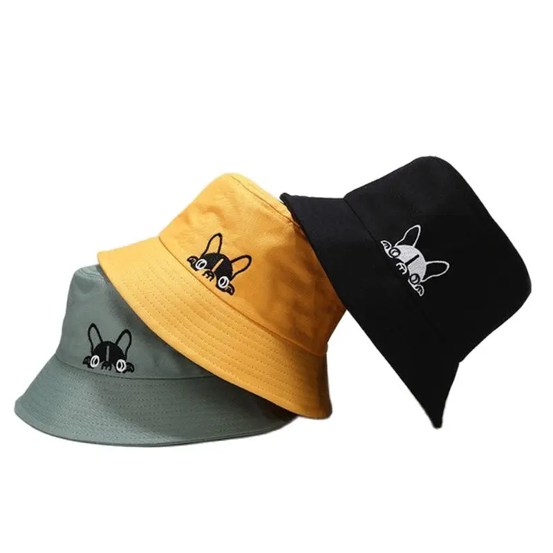 

Casual Sun Hat Cartoon Cute Bucket Hat Men Women Dog Bob Hip Hop Cap Summer Panama Sad Boys Fold Fishing Hat