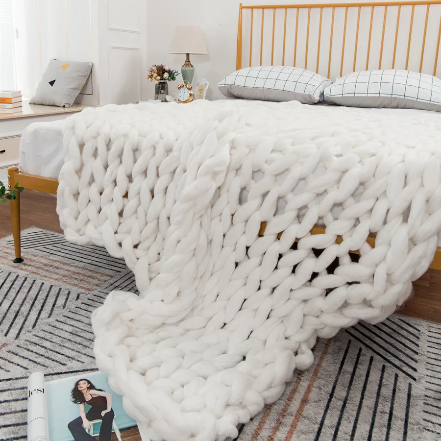 Вязаное одеяло s пряжа вязаное ручная вязка мягкое теплое крупное дешевое