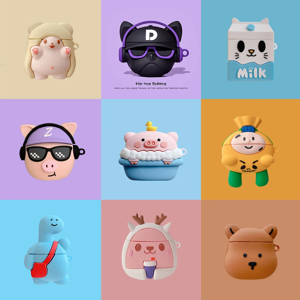 

3D Cartoon Cute Earphone Case For AirPod 2 1 case Silicone Charging Headphones Case for airpods case Protective soft Cover Box