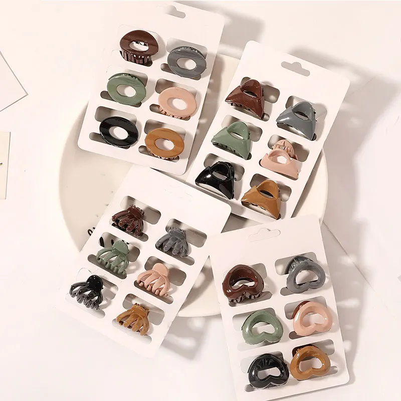 

6Pcs Hair Claw Clips Mini Hairpins Barrette Clamp Geometry Ponytail Crab DIY Hair Styling Headwear Women Cute Hair Accessories