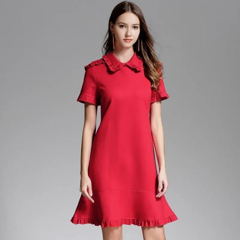 Новое модное женское винтажное Красное трикотажное платье в британском стиле с