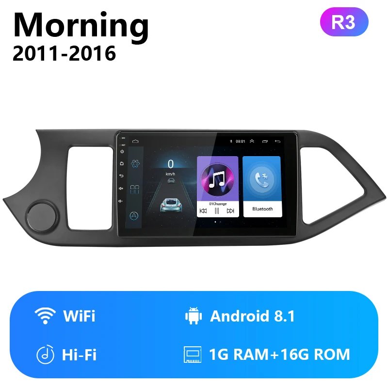 Wifi version 2G ram 32G rom 9 дюймов Android 8,1 автомобильный dvd-плеер 4G NET для KIA Morning Picanto 2011- Мультимедиа Gps навигация RDS DSP - Цвет: Wifi version