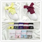 Высококачественные хлопковые белые шнурки для обуви 3 см, женские черные, синие, розовые шнурки с бантом, холщовые повседневные шнурки