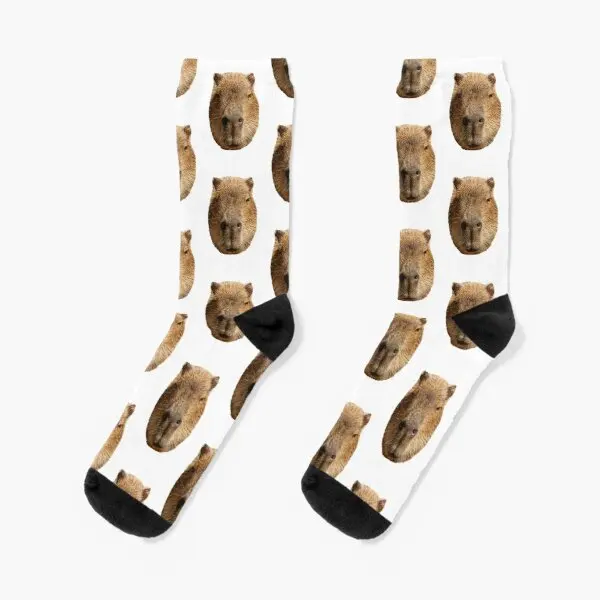 Capybara Face Crew Socks Best Breathable Mens Cartoon Cotton Women Black Comfortable Winter Autumn Short Pattern Funny Girls