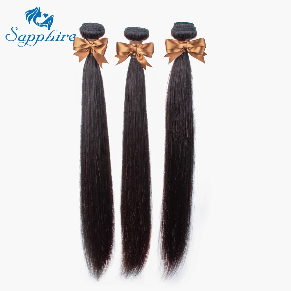 Сапфировые бразильские человеческие волосы remy Weave 3 пучка прямые натуральные черные цветные пучки "-24" штук