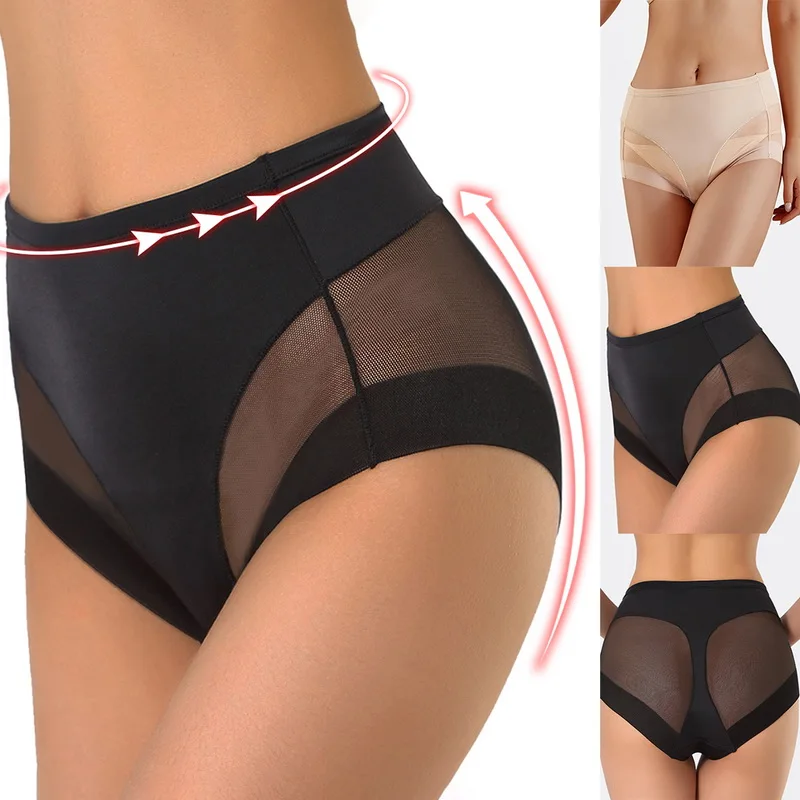 

Женские трусики для коррекции фигуры, женские трусики, Трусики с высокой эластичностью, Бесшовные дышащие трусики с сеткой на талии, оптова...