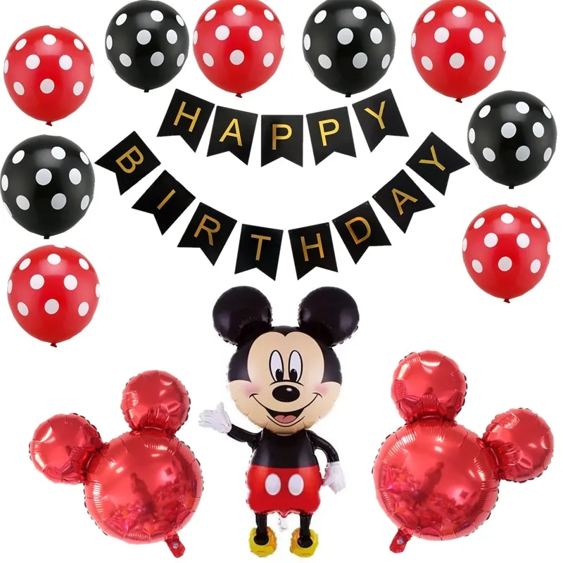 1 комплект большой размер Микки Минни Маус фольги воздушные шары с счастливыми