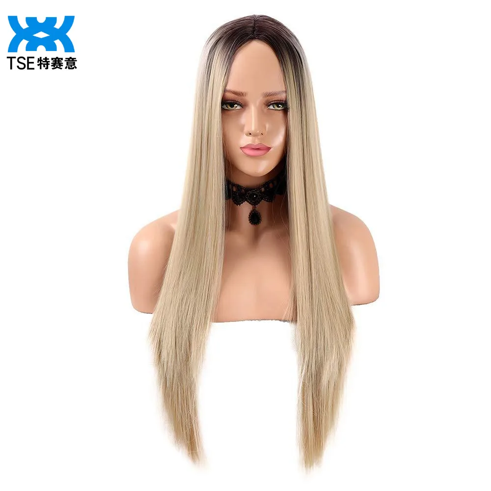

TSE Long Straight Wig Without Bangs Synthetic Hair Wigs No Bang With Wig For Women Heat Resistant Wigs 24Inch