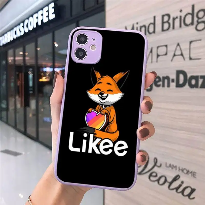 

Likee Funny cat bear love heart Phone Case Matte transparent For Purple iPhone 12 Mini 11 Pro XR XS Max 7 8 Plus X Back Cover