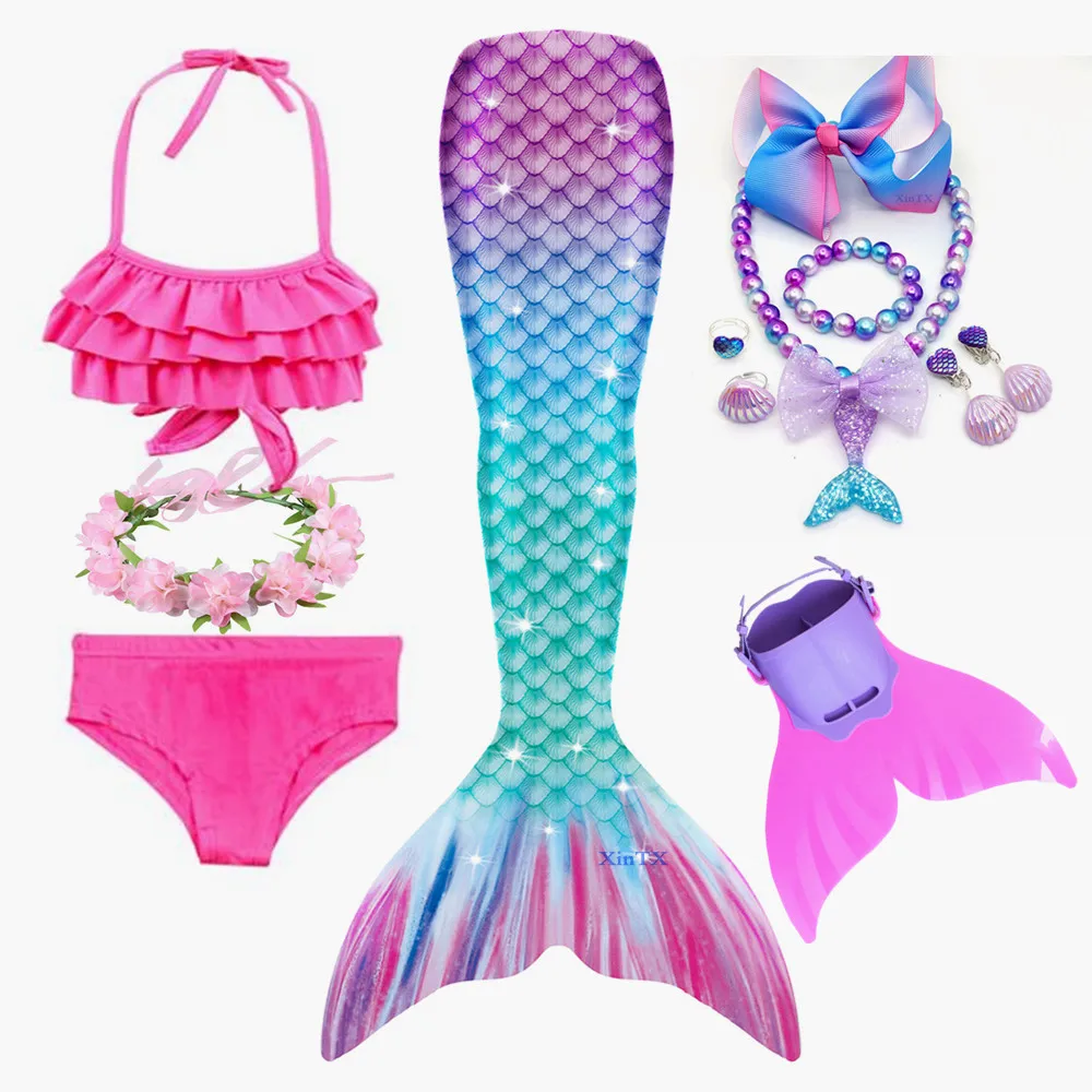 Детский костюм Русалочки с хвостом купальный принцессы для косплея бикини