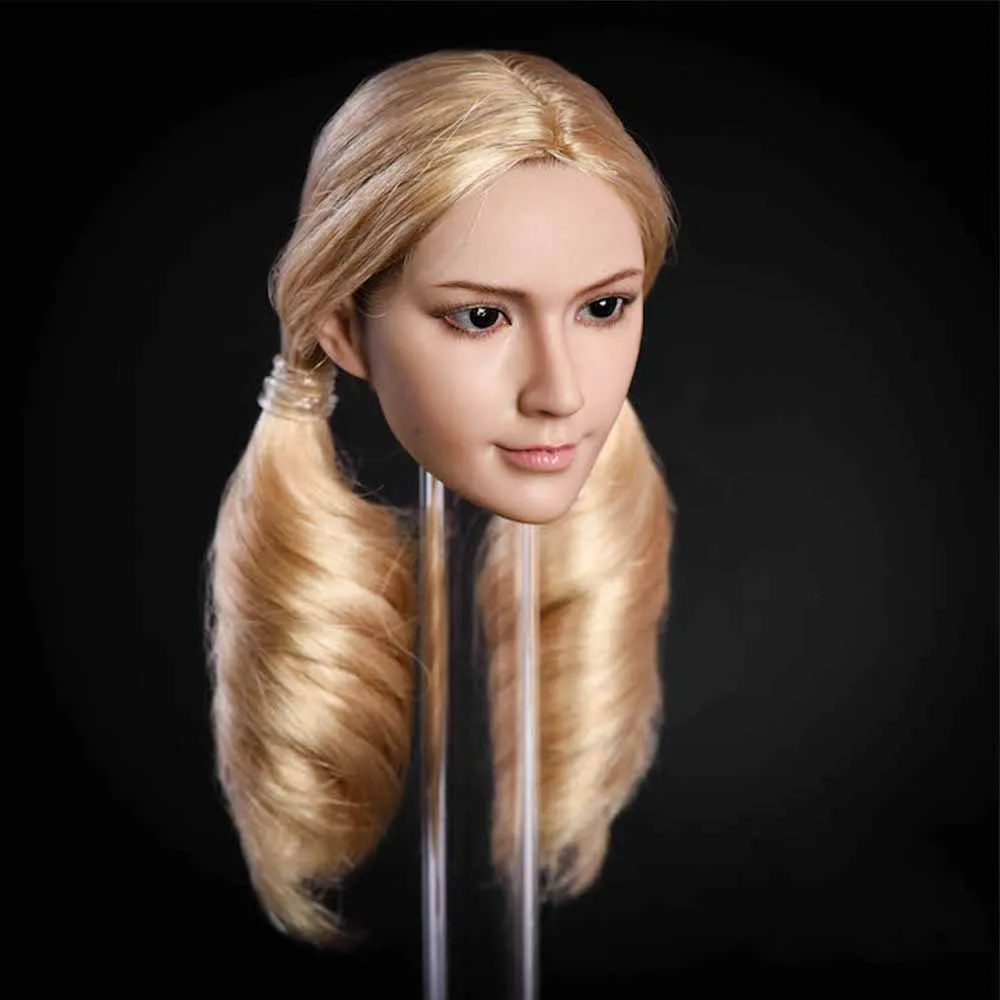 1/6 азиатский золотистый красный черный волос женская модель головы 12-дюймовый