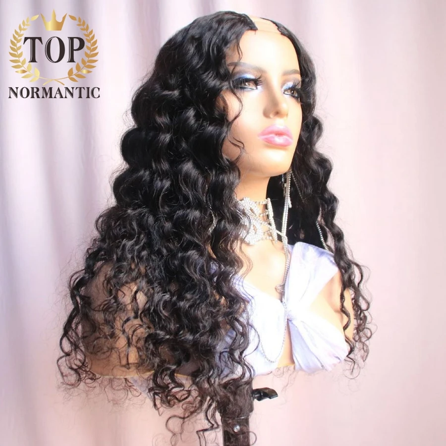 Topnormantic 180% Deep Wave U Part Wig Brazilian Remy Human Hair Deep Wave U Part Wigs For Black Women enlarge