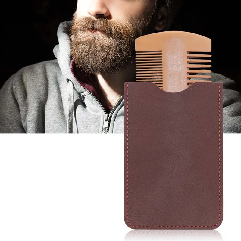 Двухсторонняя деревянная расческа для бороды Антистатическая мелкая и крупная